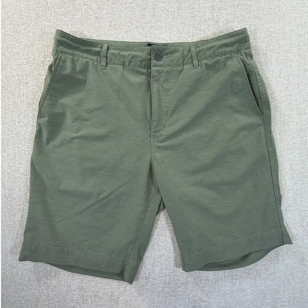 Faherty Men Green 32 All Day Drawstring Button Chino Shorts Casual Comfort Wear